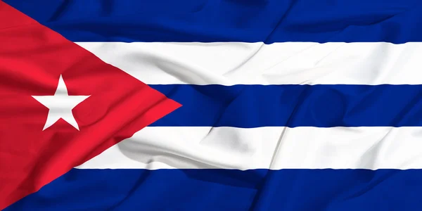 Cuba flag on a silk drape waving — Stock Photo, Image