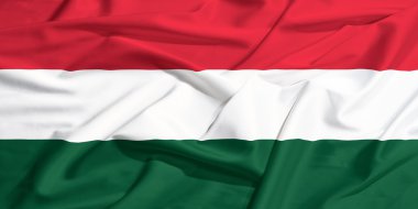 Bir ipek Macaristan bayrağı sallayarak asmak