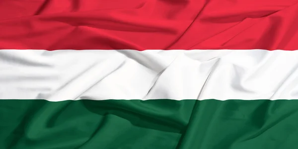 Hungary flag on a silk drape waving — Stock Photo, Image