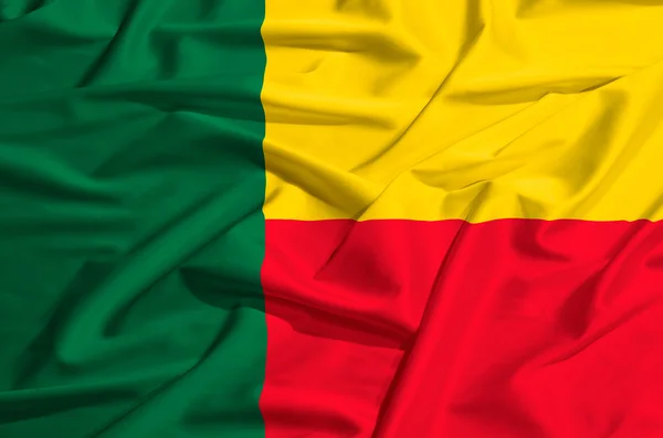 Benin vlag op een zijden gordijn zwaaien — Stockfoto