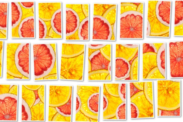 Pamplemousses roses et oranges mélangent collage de fruits tranchés colorés — Photo