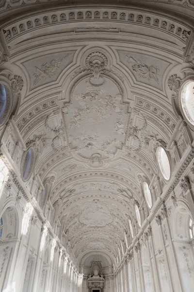 Invändiga taket galleri av royal palace i Venaria Reale i paj Royaltyfria Stockbilder