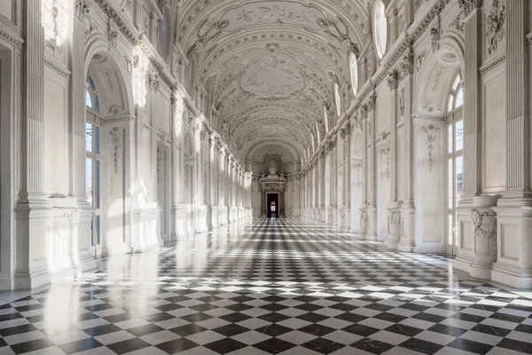 Interiör galleri av royal palace i Venaria Reale i Piemonte, U Royaltyfria Stockbilder
