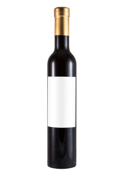 ince kırmızı şarap şişe yapılmış yeşil cam ve boş etiket