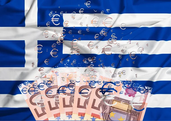 50-eurosedeln upplösning som ett begrepp av ekonomisk kris i g Royaltyfria Stockbilder