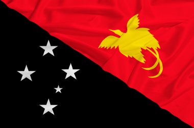 Bir ipek Papua Yeni Gine bayrağı sallayarak asmak