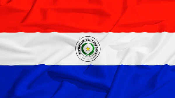 Bandeira do Paraguai em uma cortina de seda acenando — Fotografia de Stock