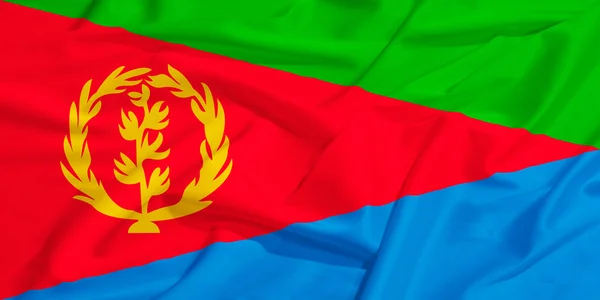 Eritrea flag on a silk drape waving — Stock Photo, Image