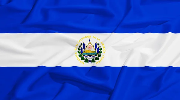 El Salvador flag on a silk drape waving — Stock Photo, Image