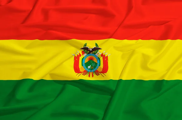 Bandera de Bolivia sobre una cortina de seda ondeando —  Fotos de Stock