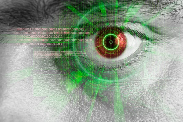 Rendering of a futuristic cyber eye with laser light effect — Stock Photo, Image