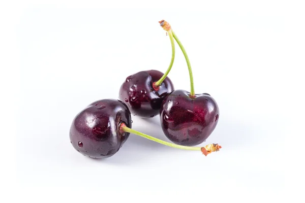 Bunch of fresh dark red cherries isolated — Stock Photo, Image