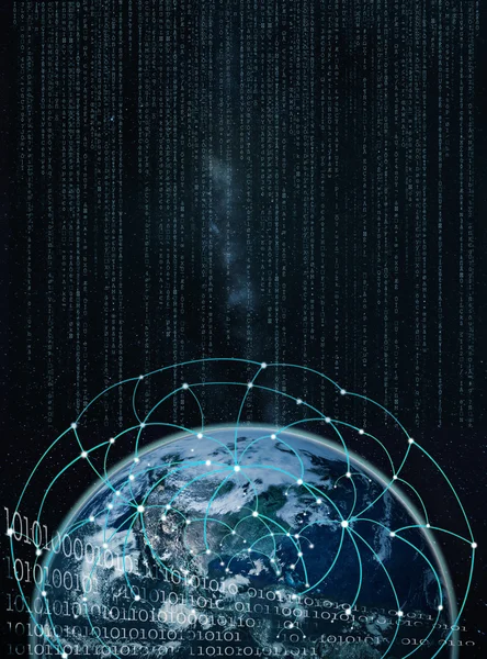 Globalt nätverk på jorden--element av denna bild av Na Stockfoto