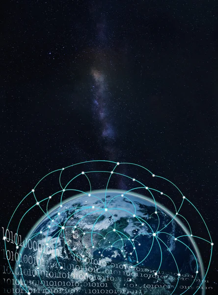 Globalt nätverk på jorden--element av denna bild av Na Stockbild