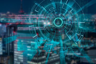 bir gece şehir Cyber lazer hedef arka plan bulanık