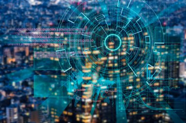 bir gece şehir Cyber lazer hedef arka plan bulanık