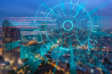 bir gece şehir Cyber lazer hedef arka plan bulanık