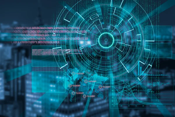 bir gece şehir Cyber lazer hedef arka plan bulanık