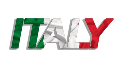text italy on flag isolated on white background