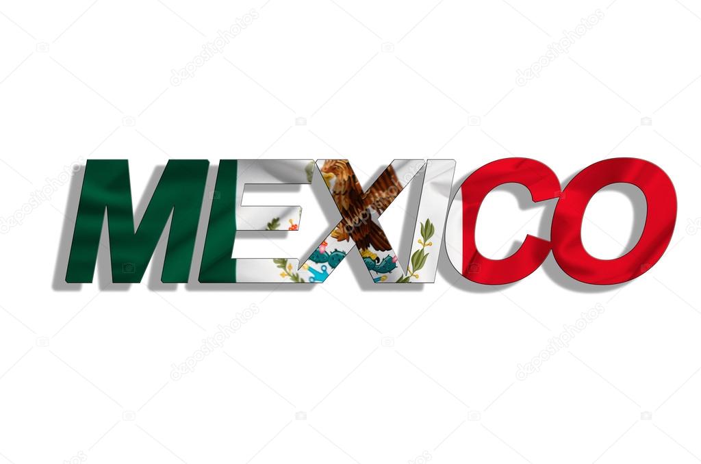 Fondo: texto en blanco | México, texto en bandera aislado sobre fondo