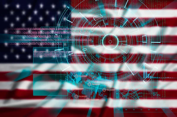 Cyber target security on intentionally blurred United States  fl — Stock Photo, Image