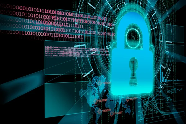 Weergave van de doelstelling van een futuristische cyber lock achtergrond met las — Stockfoto