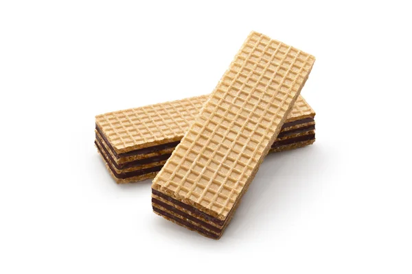 Biscoito wafer isolado sobre fundo branco — Fotografia de Stock