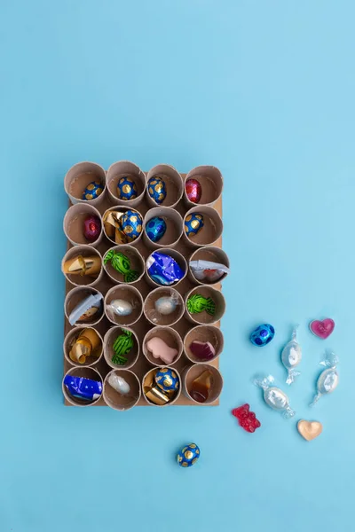 Toilet roll advent calendar , craft — Stock Photo, Image