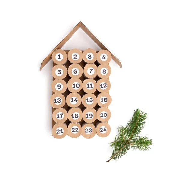 Toilet roll advent calendar, craft — 스톡 사진