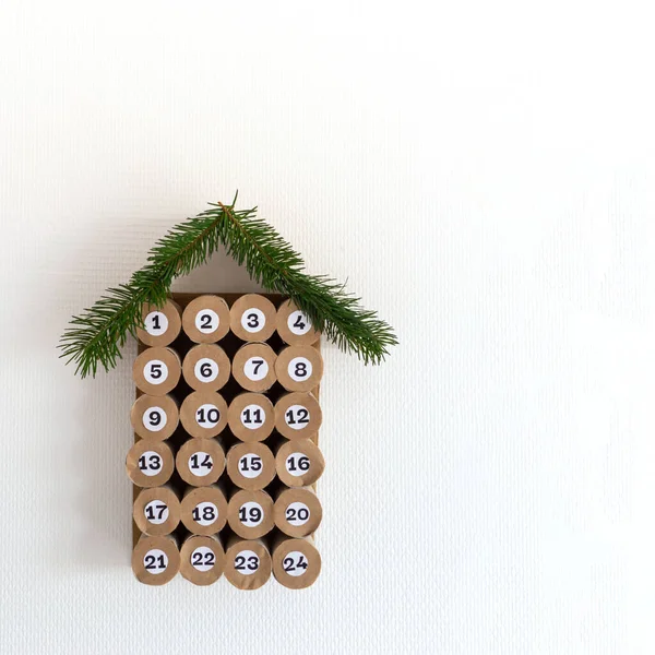 Toilet roll advent calendar, craft — 스톡 사진