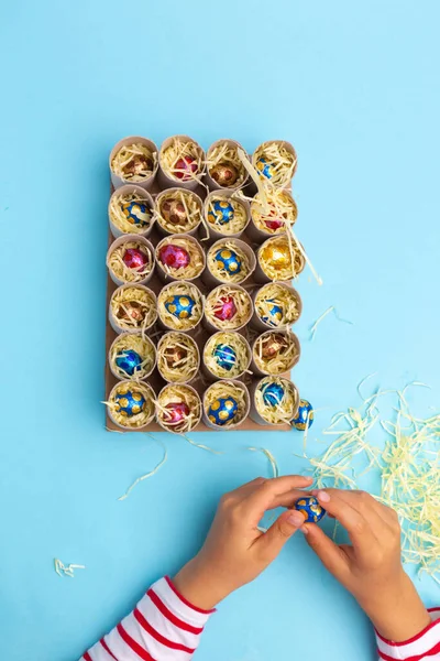 Toilet roll advent calendar , craft — Stock Photo, Image