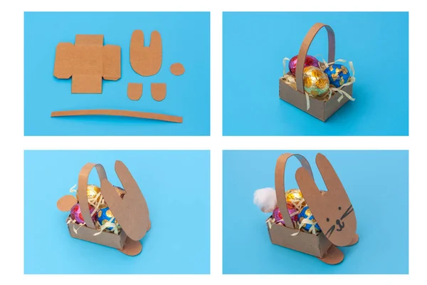 Easter basket treat box, tutorial, instruction — Stock Photo, Image