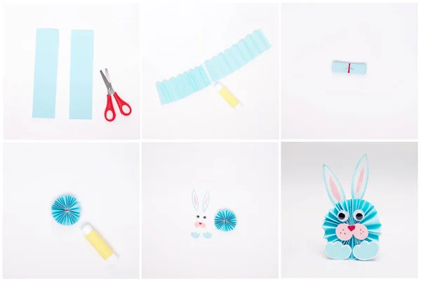 Lovely easter paper bunny craft for kids, DIY — Stock Photo, Image