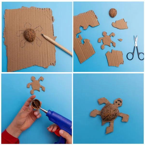 craft walnuts, turtle, nature craft for kids, autumn or fall concept