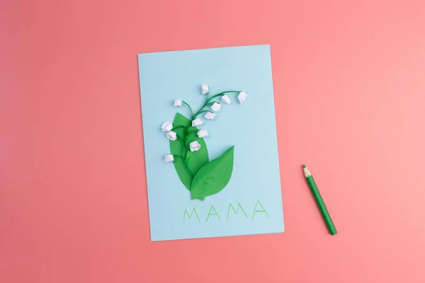 Tarjeta de felicitación hecha a mano para el día de las madres, concepto de arte de primavera —  Fotos de Stock
