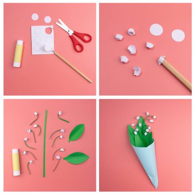 Anneler Günü için el yapımı tebrik kartı, bahar sanatları konsepti.