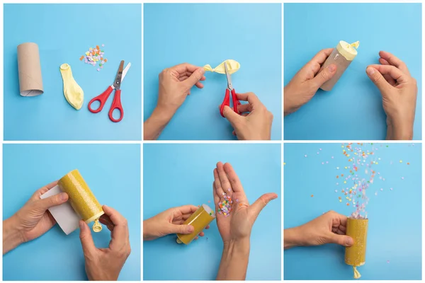 DIY paper cracker, paper craft, toilet roll recycle — Stock Photo, Image