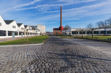 Krefeld - Almanya 'nın Kuzey Ren Vestfalyası, 31.01.2021' de fabrika için enerji üretildiği Kazan Binası 'na bakın