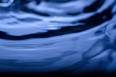 286.Dalgalanan su yüzeyinin parlak dokusu ve pürüzsüz dalga desenleriyle yakın çekimi. Mavi tonlar görüntüye hakim, akışkan hareket ve ışık yansımaları ile sakin ve soyut bir görsel yaratıyor.