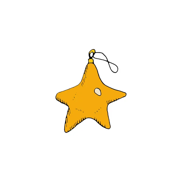 Christmas Tree Decoration Form Golden Star Graphic Color Sketch White — Stock Photo, Image