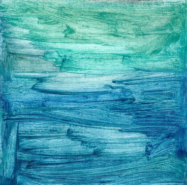 Soyut desenli turkuaz mavi arka plan boyası tuval üzerinde