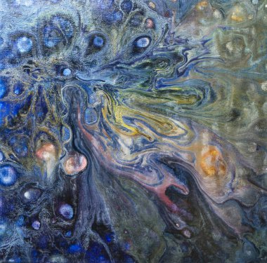 Soyut dokusal sıvı zemin turuncu mavi turkuaz renklerle