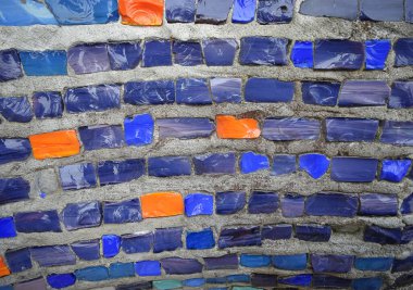 Soyut desenli mavi ve turuncu mozaik arka plan. Yüksek kalite fotoğraf