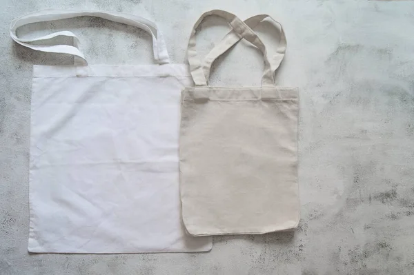Two Canvas Bags Plastic Zero Waste Copy Space Mocap High — Stock Photo, Image