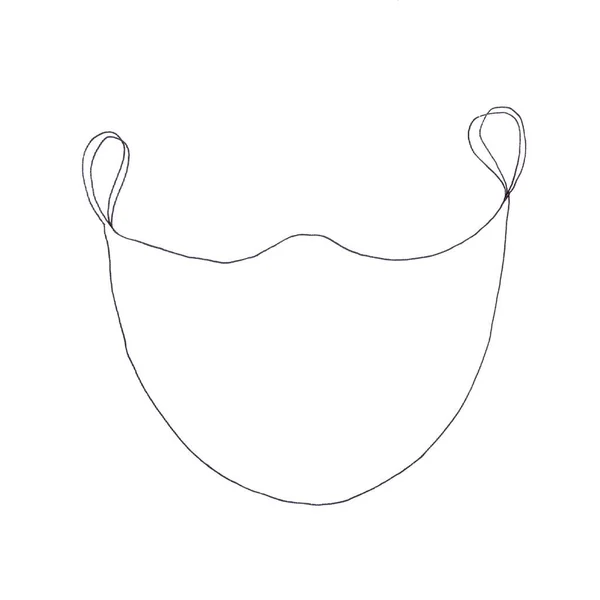 Reusable Medical Mask White Background Graphic Linear Black White Mockup — 스톡 사진