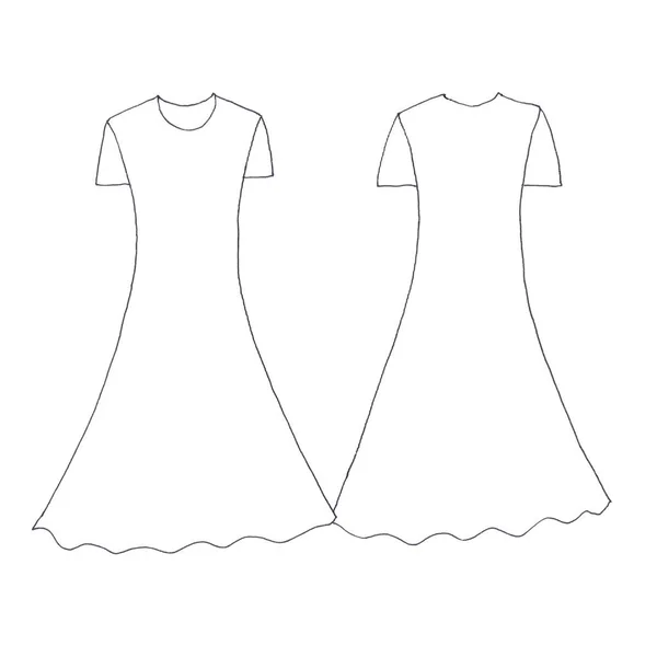 Robe femme pour maquettes, dessin graphique sur fond blanc — Photo