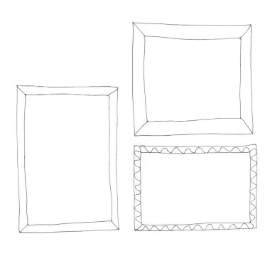 Beyaz arkaplanda resim çerçeve, grafik doğrusal çizim