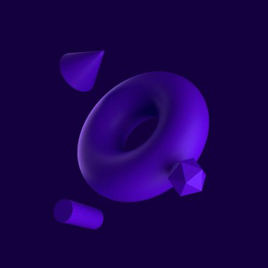 Soyut geometrik şekiller natürmort. 3 boyutlu görüntüleme. Koyu arkaplanda üç boyutlu piramit prizması.