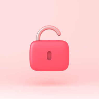 Pastel soyut arkaplanda basit 3d resimlemeyi kilitle. Minimum konsept. 3d oluşturma