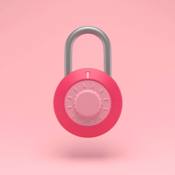 Padlock icon simple 3d illustration on pastel abstract background. Lock with combination. Minimal concept. 3d rendering — Stock Photo, Image